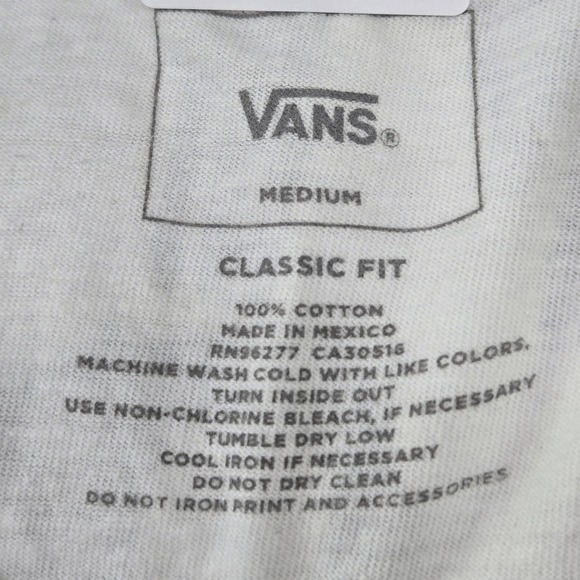 Vans Men Shirt MEDIUM White Graphic Print Off The Wall Long Sleeve - Picture 3 of 8